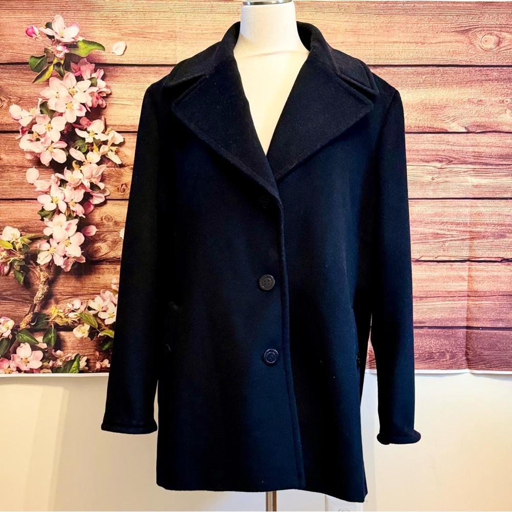 Calvin Klein Black Wool Blend Coat Women’s XXL Classic Button Front
